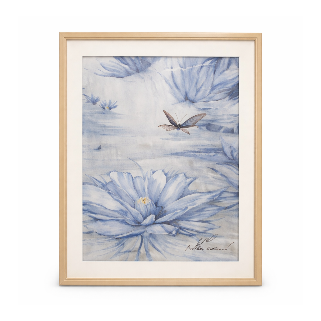 Porta-Retrato Lírio Azul e Libélula no Lago (15x20cm) – FDA0017