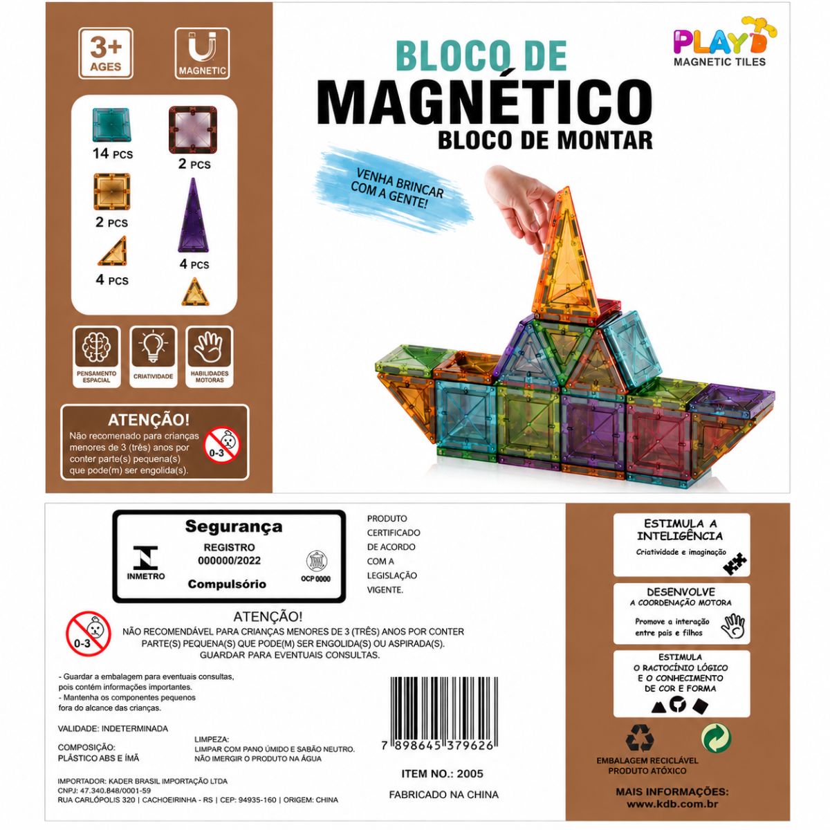 Kit Magnético de Construção 78 Peças com Caixa de Metal - TW887-A78