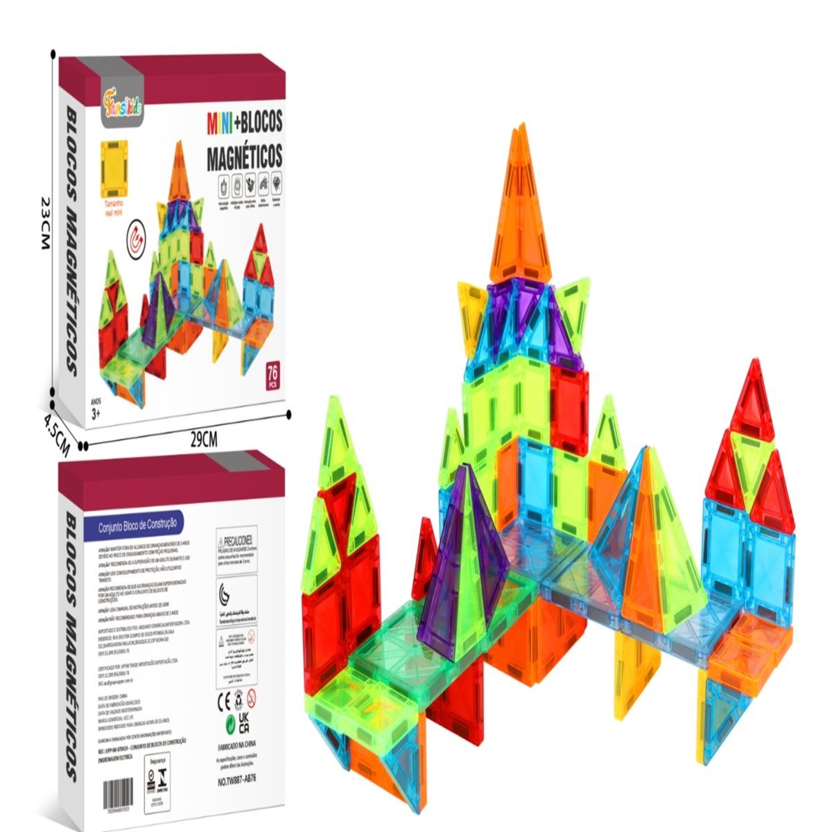 Blocos Magnéticos de Montagem – 76 Peças - TW887-AB76
