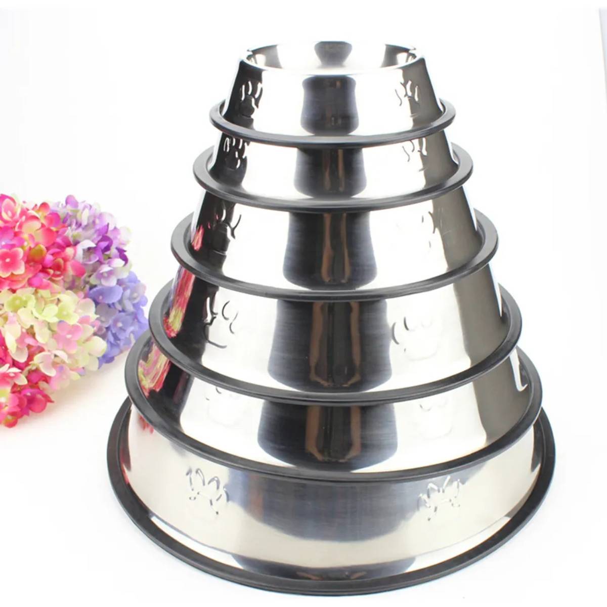 Tigela Aço Inoxidável Para Ração Cachorro e Gato- 16cm/18cm/22cm -XDXGW09
