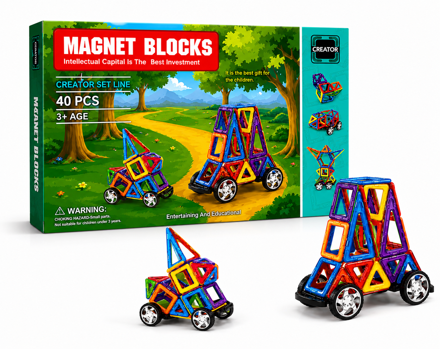 Kit Magnético de Construção com 40 peças - Carro - UPPER1130-1