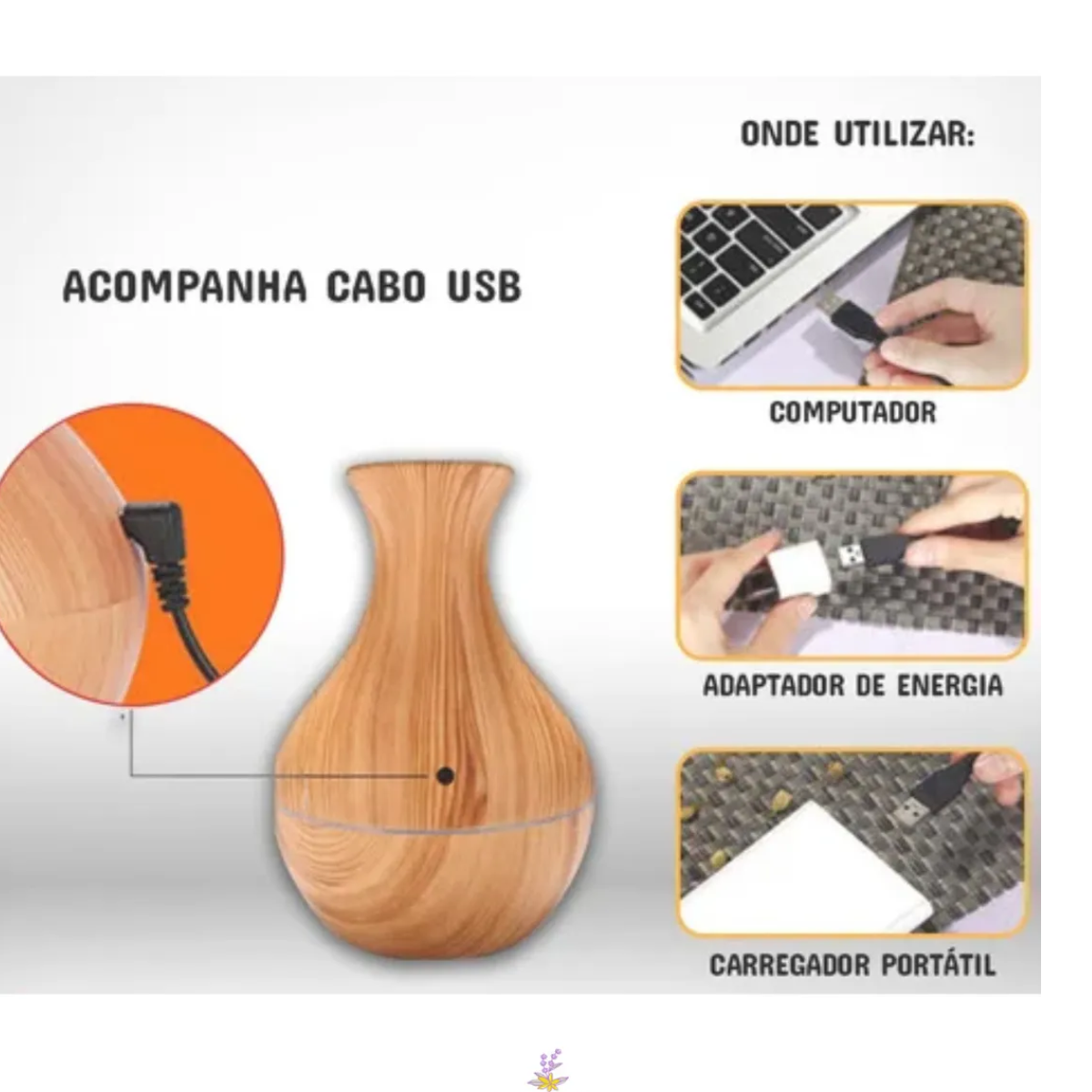Aromatizador De Ambientes Ultrassónico Difusor Ar Led Usb - FAA00001