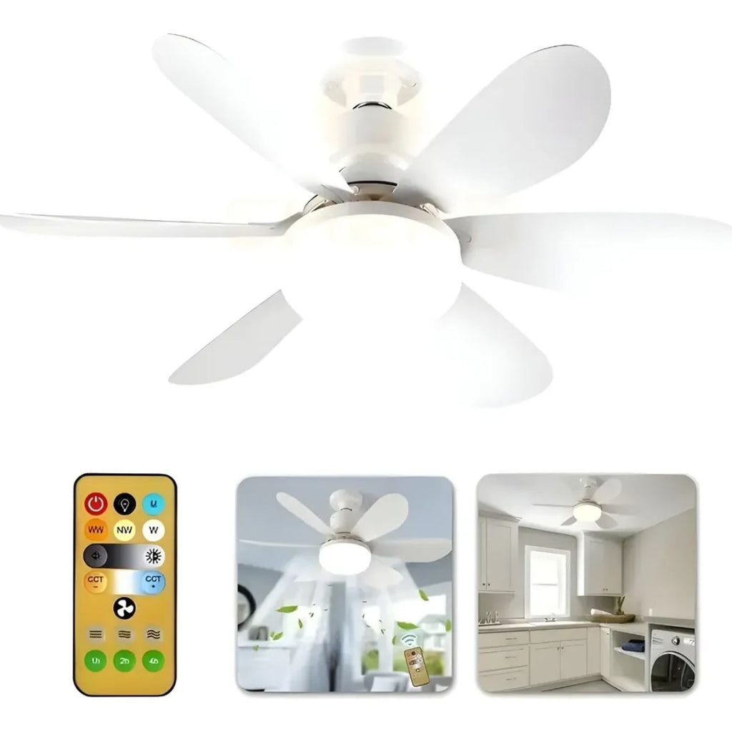 Ventilador Portátil para Soquete E27 com Iluminação LED - QE-520A