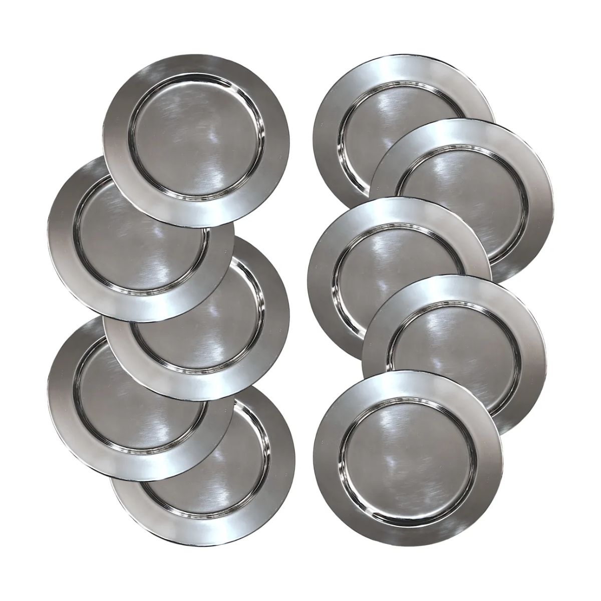 Sousplat Prato Inox 24cm Redondo Espelhado Mesa Posta - Prateado - XDX-82801