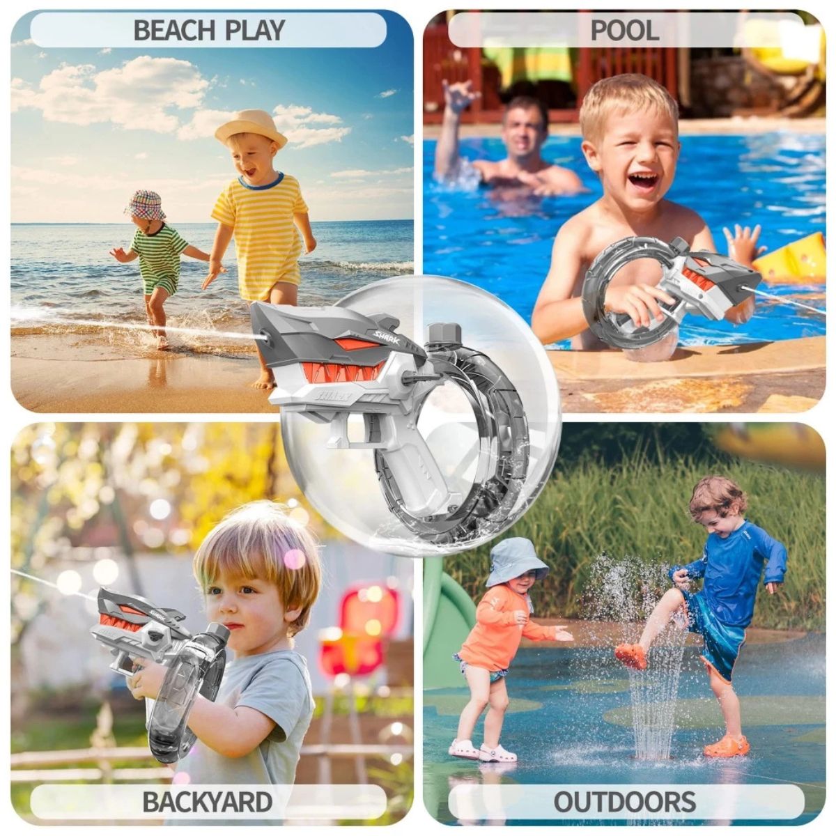 Brinquedo Pistola de Água Tubarão Elétrica e Automática - BJG00010