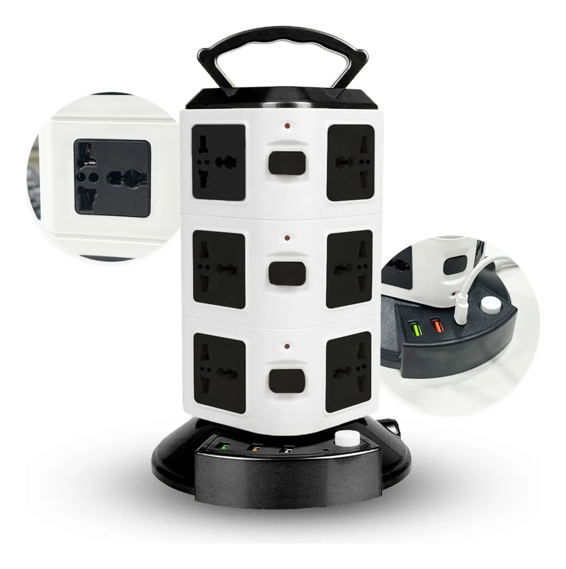 Torre de Tomadas 2500W com USB Universal Fusível e Bivolt - BZ-A03PD-3