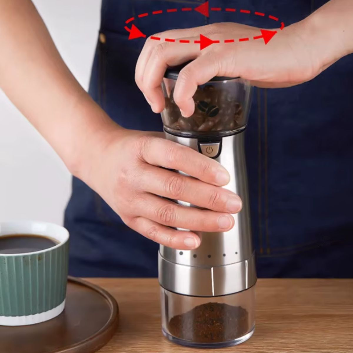 Moedor de Café Elétrico Portátil Recarregável USB Ajustável - LH-YMQ3