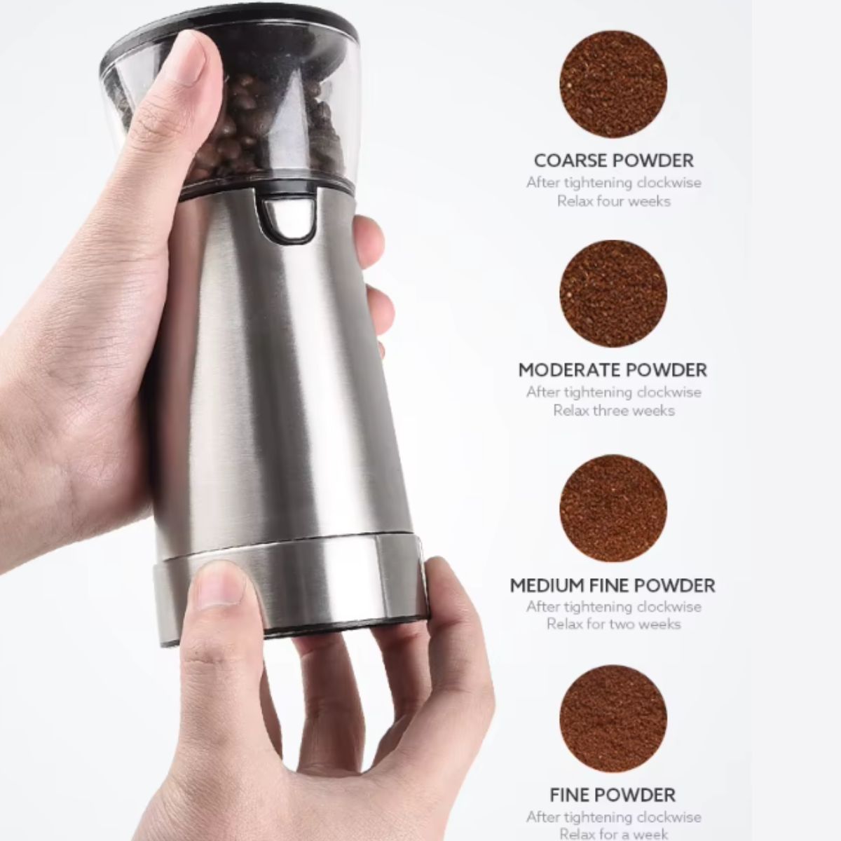 Moedor de Café Elétrico Portátil Recarregável USB Ajustável - LH-YMQ3