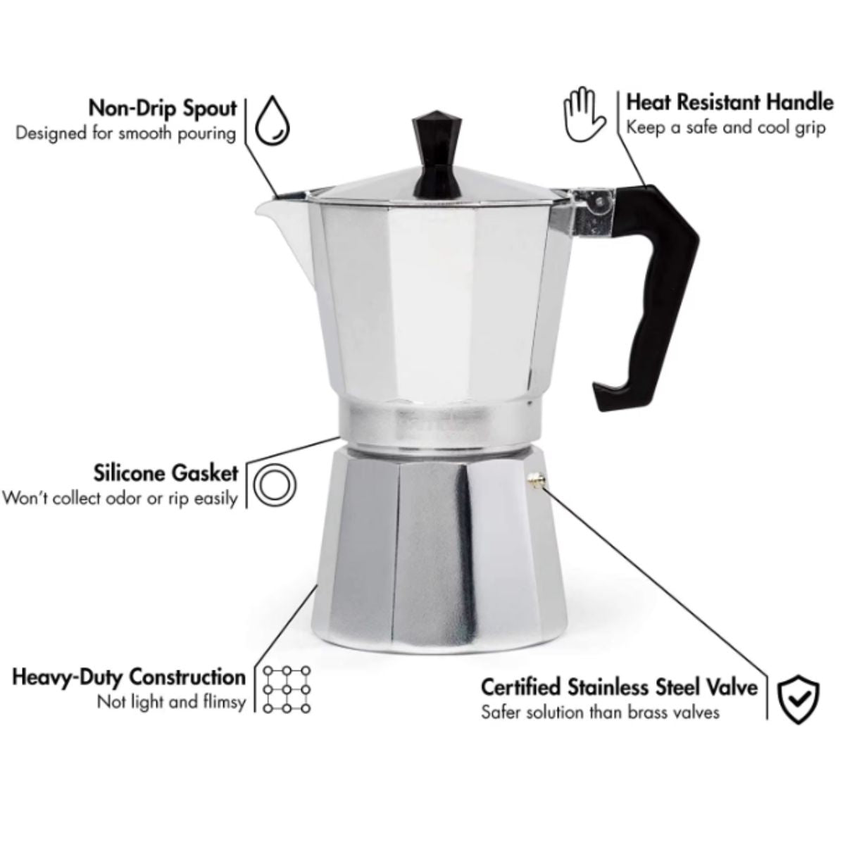 Cafeteira Italiana de Alumínio 450ml para até 9 Xícaras - XDX-915-5/6