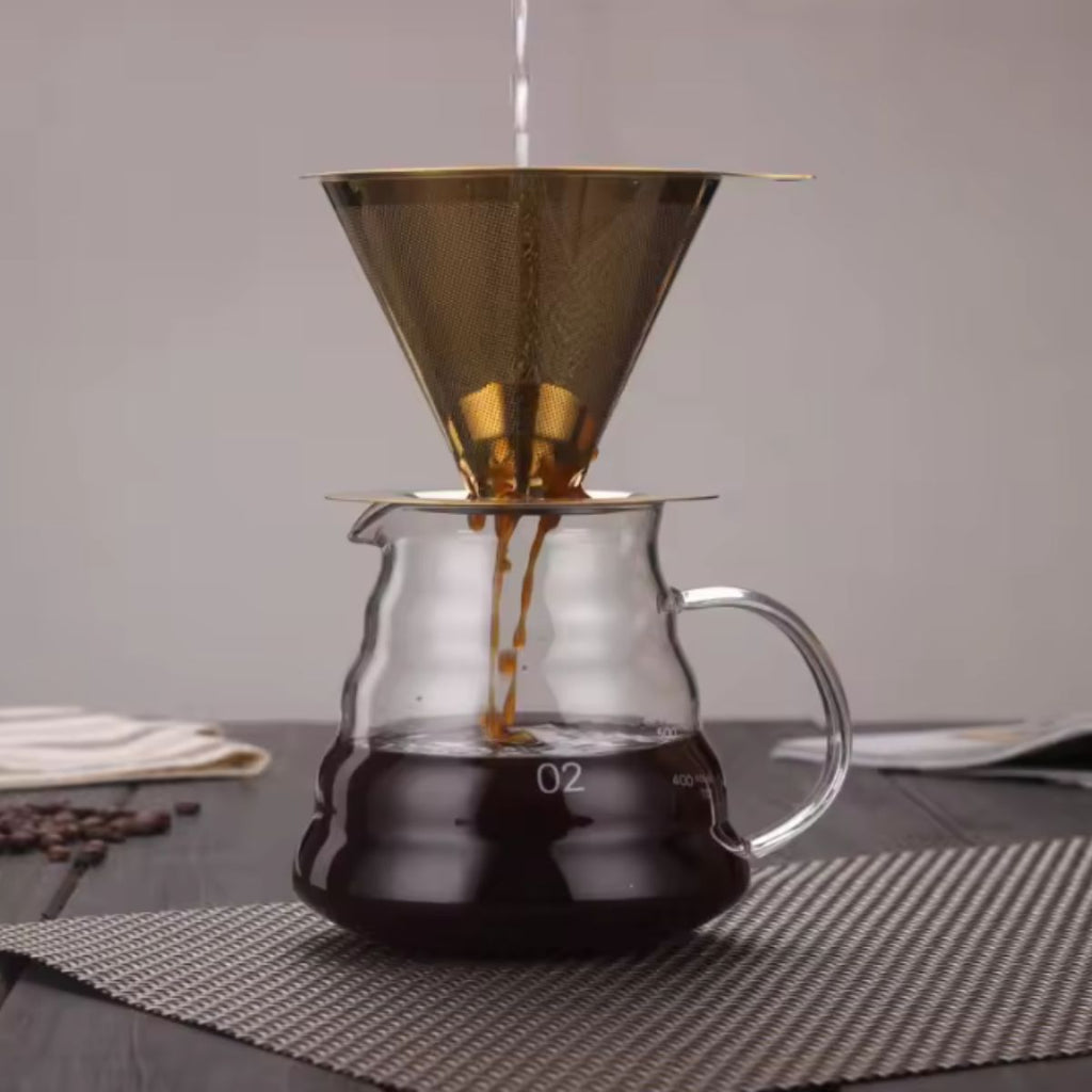 Filtro de Café Coador Inox Reutilizável Pour Over Dourado Grande - IBA00003/XDXLH22