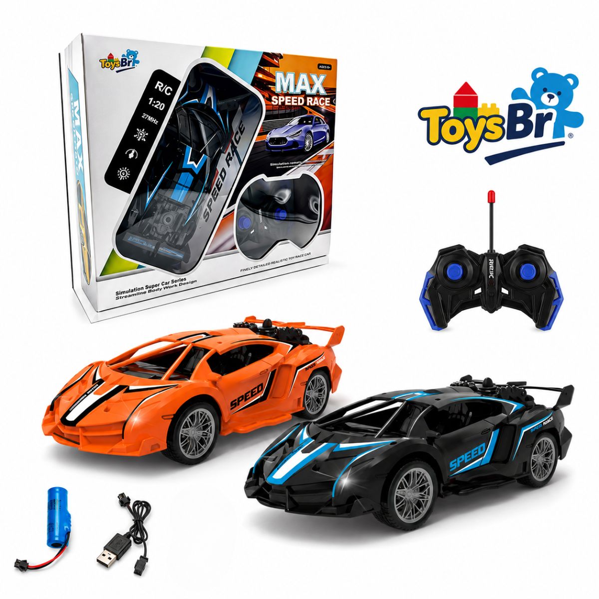 Carro Esportivo de Controle Remoto com Luzes e Bateria Recarregável - XL-005A