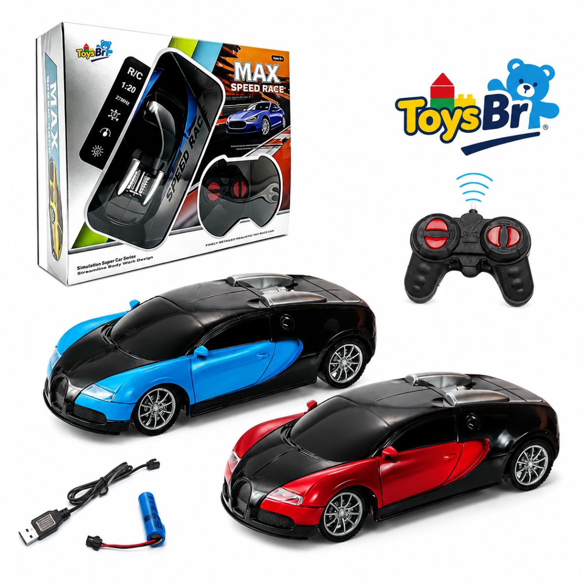 Supercarro de Controle Remoto com Luzes e Bateria Recarregável - XL-010A