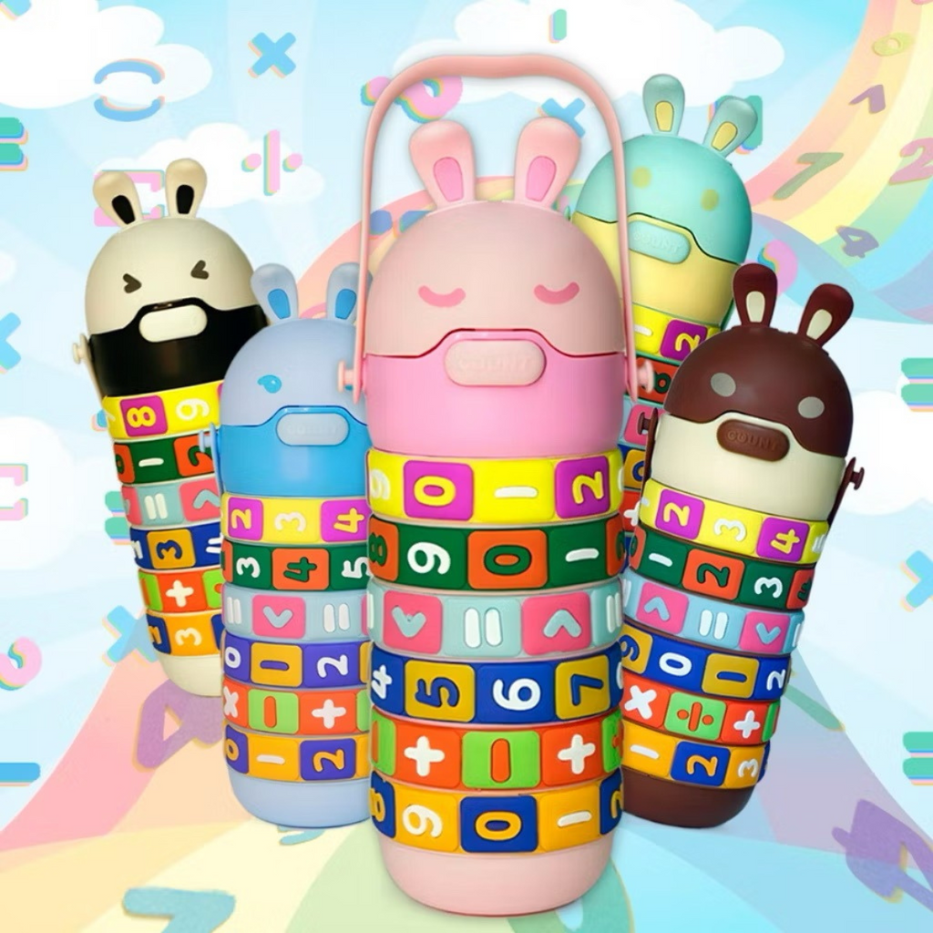 Garrafa Infantil Interativa 430ml com Contas Giratórias e Números Educativos - IOD00050