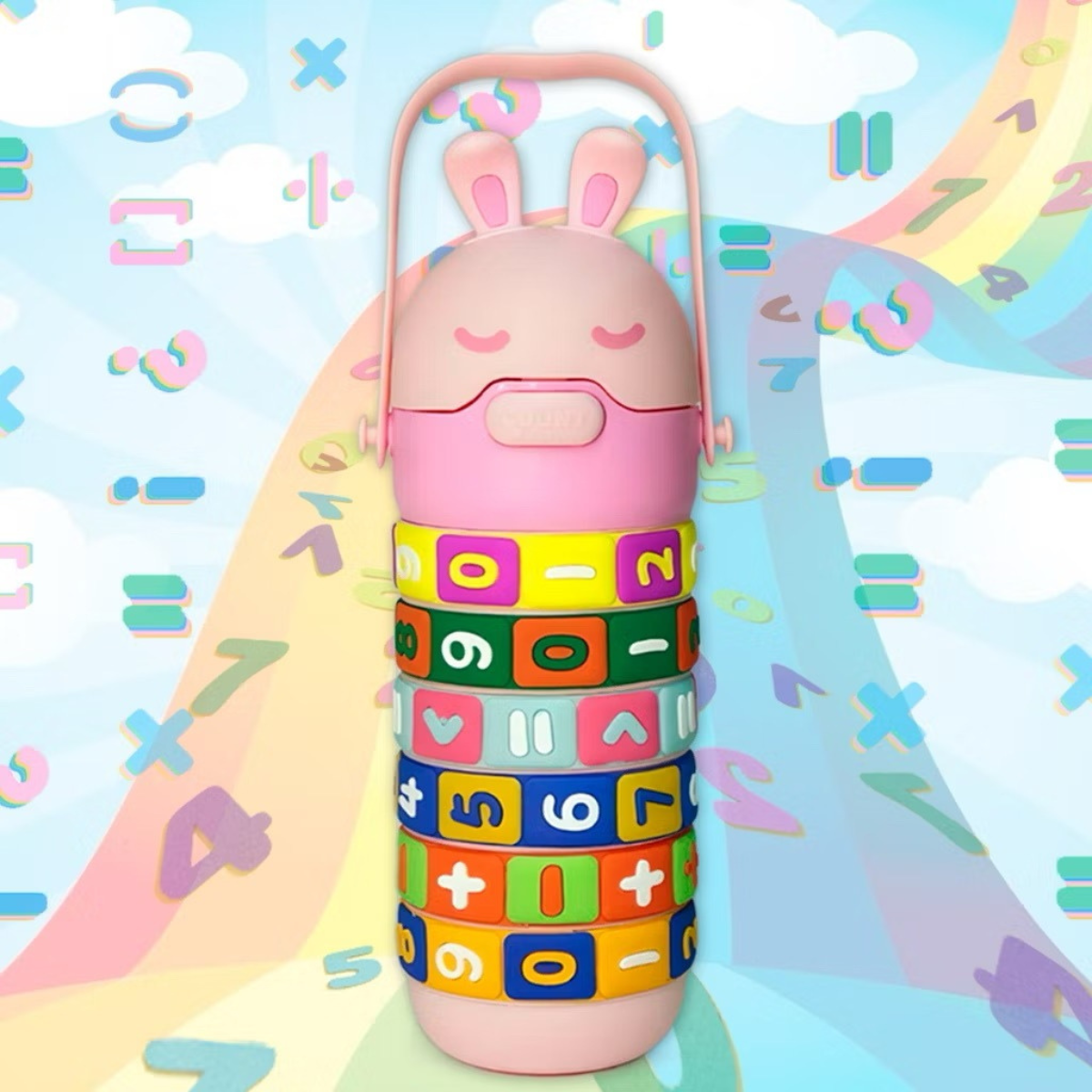 Garrafa Infantil Interativa 430ml com Contas Giratórias e Números Educativos - IOD00050