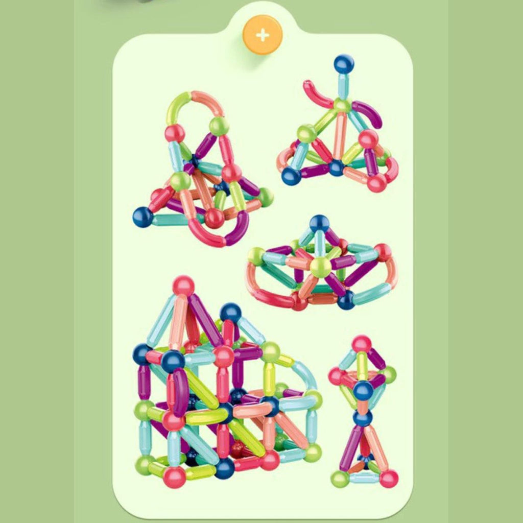 Blocos de Montar Magnéticos Bolas e Bastões Kit de 128 Peças - BJG00040/24pz