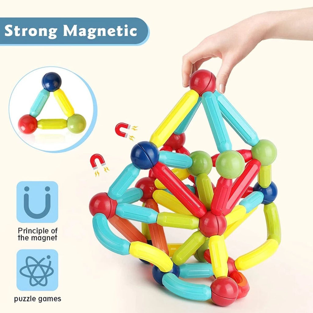 Blocos de Montar Magnéticos Bolas e Bastões Kit de 128 Peças - BJG00040/24pz