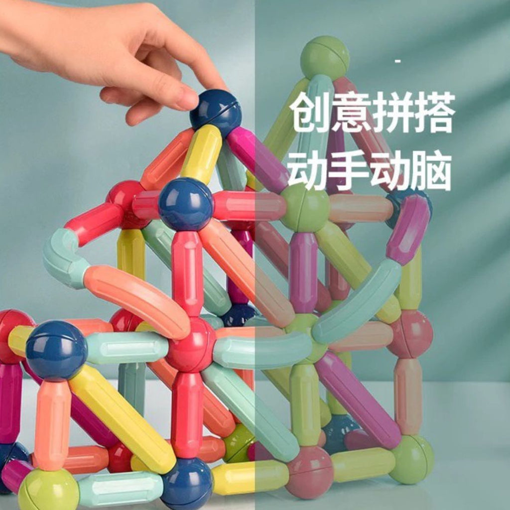 Blocos de Montar Magnéticos Bolas e Bastões Kit de 128 Peças - BJG00040/24pz