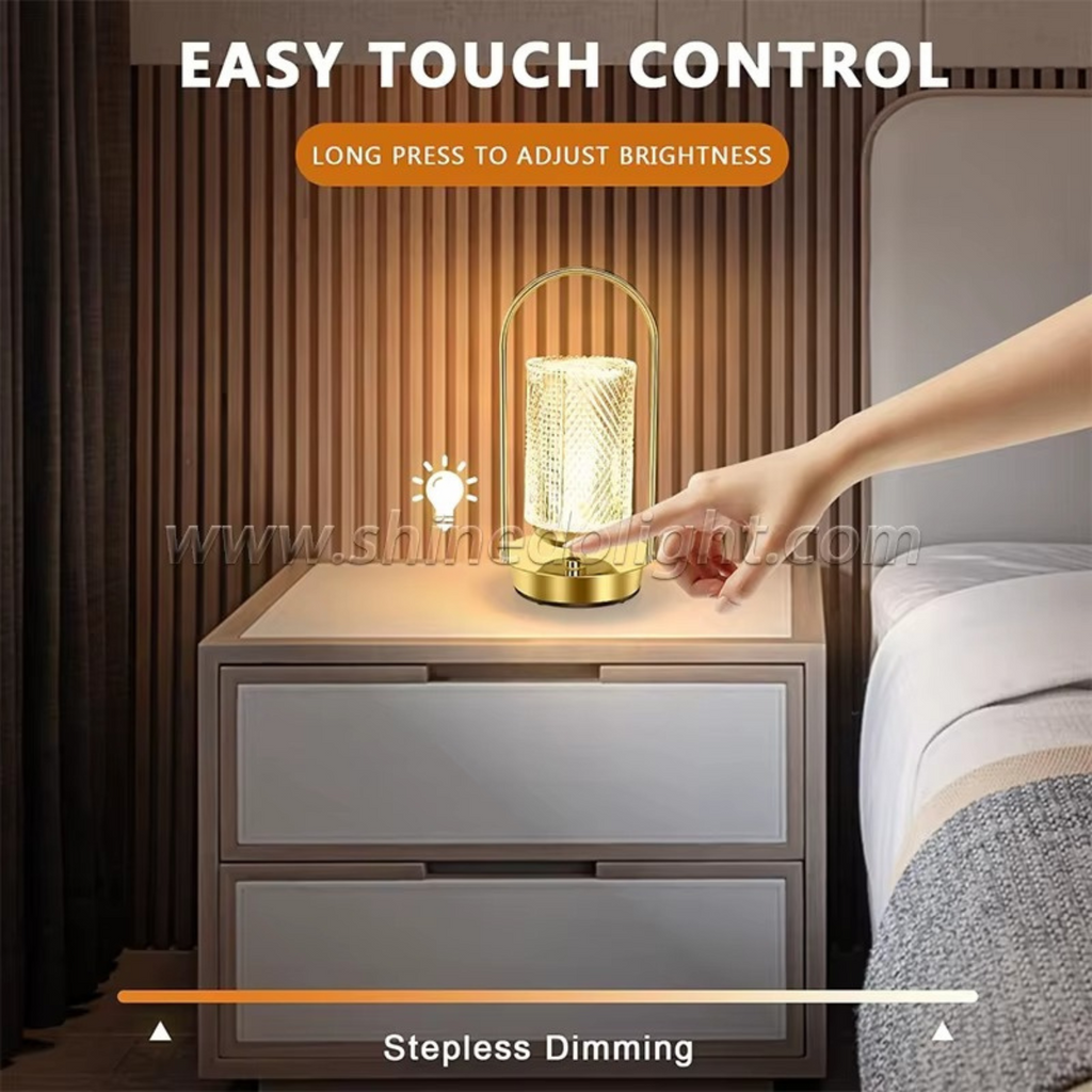 Luminária de Mesa LED Touch Recarregável com 3 Cores Sem Fio - LPD0001