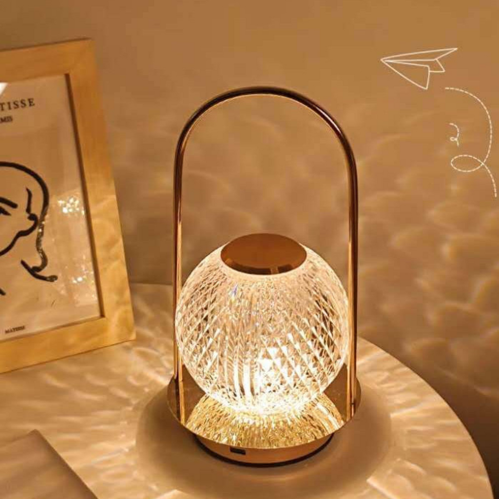 Abajur de Mesa Cristal LED Touch Sem Fio 3 Cores Moderno - LPD0006