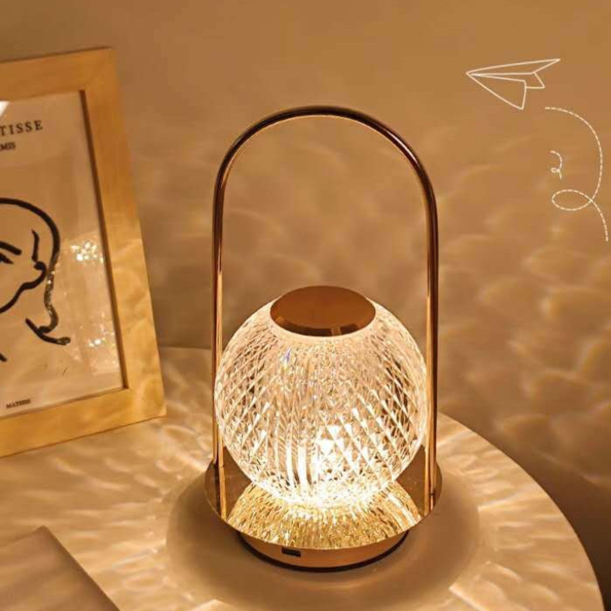 Abajur de Mesa Cristal LED Touch Sem Fio 3 Cores Moderno - LPD0006