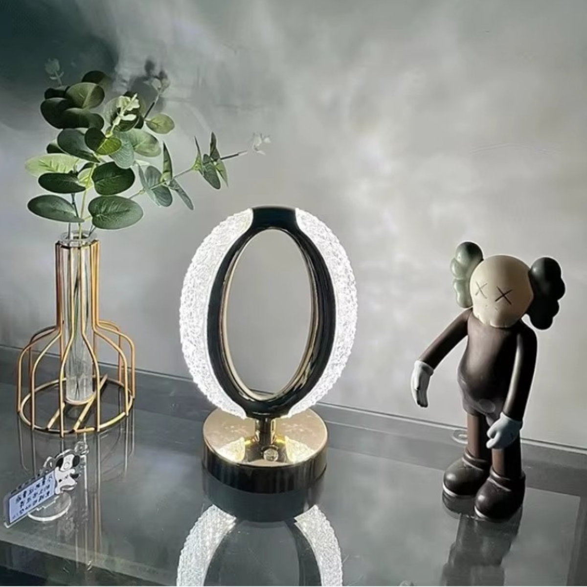 Luminária de Mesa Cristal LED 3 Cores Touch Sem Fio USB - LPD0010