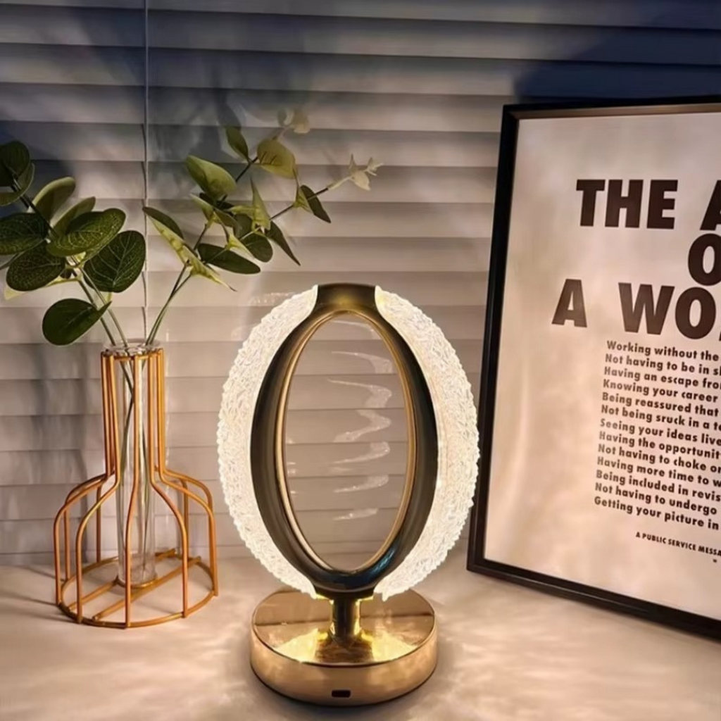 Luminária de Mesa Cristal LED 3 Cores Touch Sem Fio USB - LPD0010