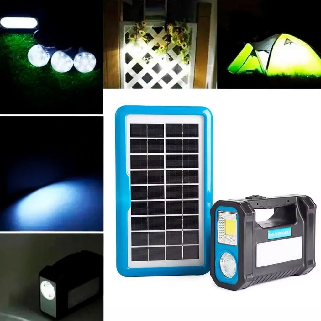 Kit Bateria Portátil com Painel Solar e 3 Lâmpadas LED Camping - FIA00005