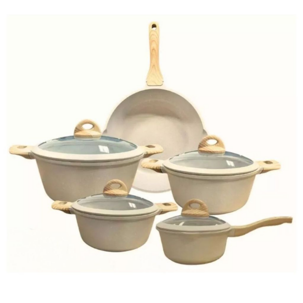 Jogo de Panelas 5 Peças Cerâmica Granito Antiaderente - CPN0004/8/9/IPJ00002