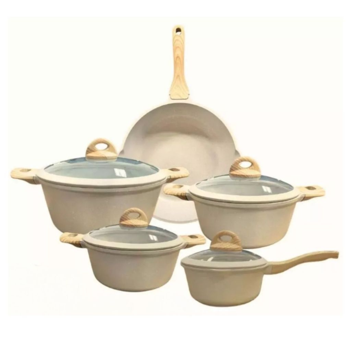 Jogo de Panelas 5 Peças Cerâmica Granito Antiaderente - CPN0004/8/9/IPJ00002