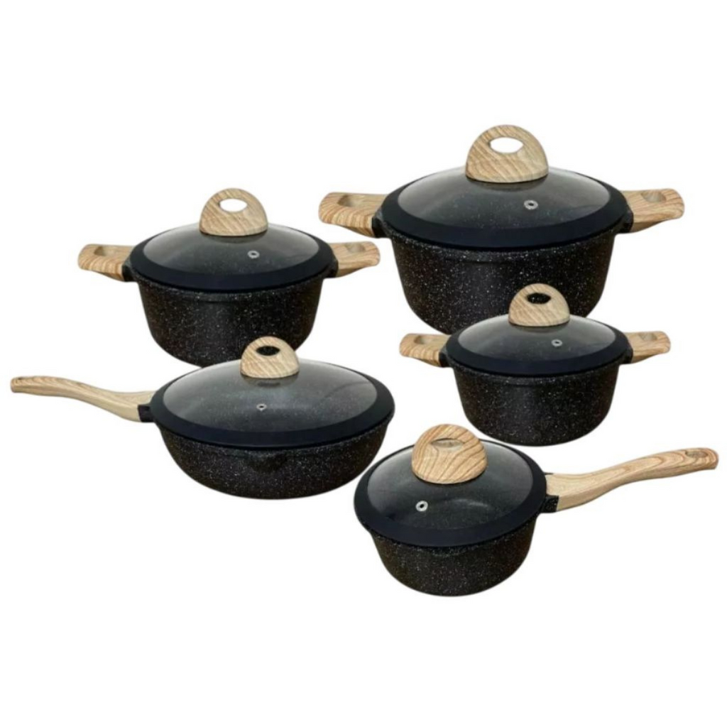 Jogo de Panelas 5 Peças Cerâmica Granito Antiaderente - CPN0004/8/9/IPJ00002