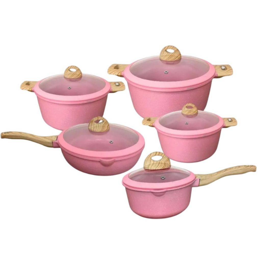 Jogo de Panelas 5 Peças Cerâmica Granito Antiaderente - CPN0004/8/9/IPJ00002