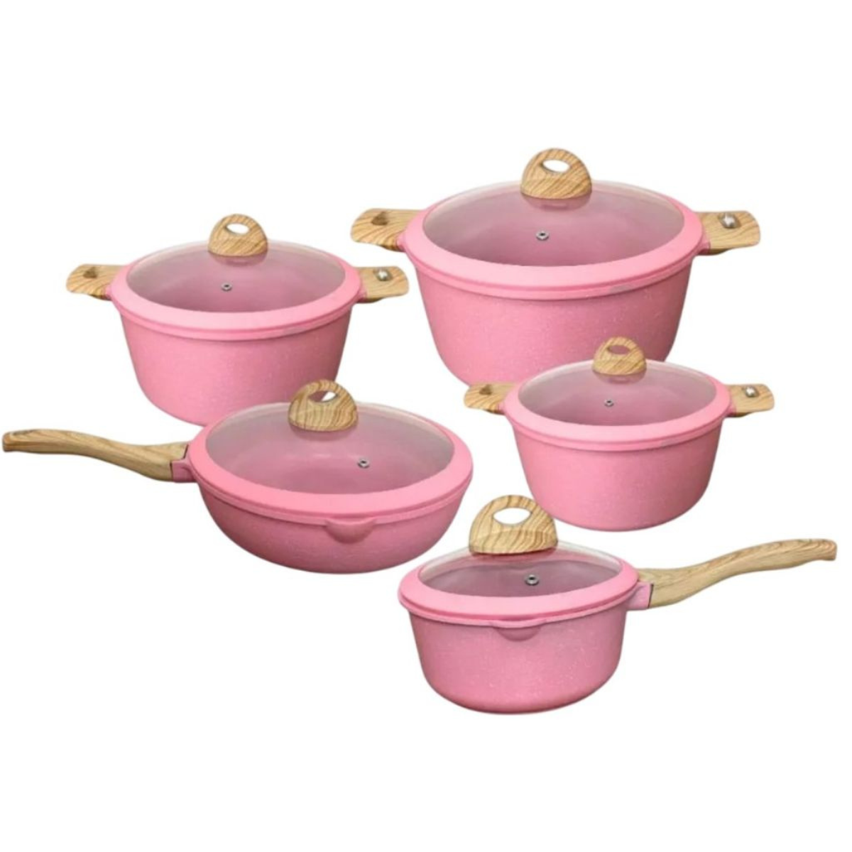 Jogo de Panelas 5 Peças Cerâmica Granito Antiaderente - CPN0004/8/9/IPJ00002