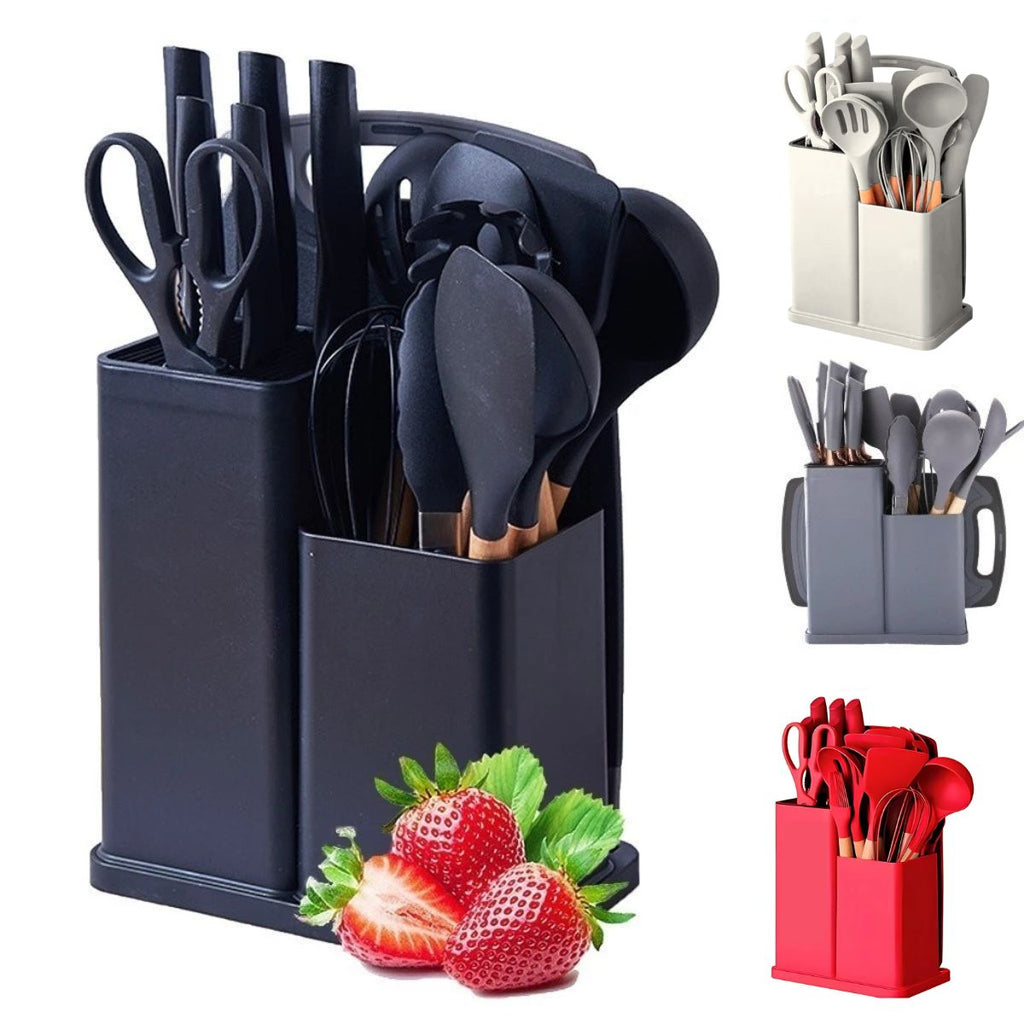 Kit Utensílios de Cozinha 19 Peças Silicone com Tábua - CSC00020