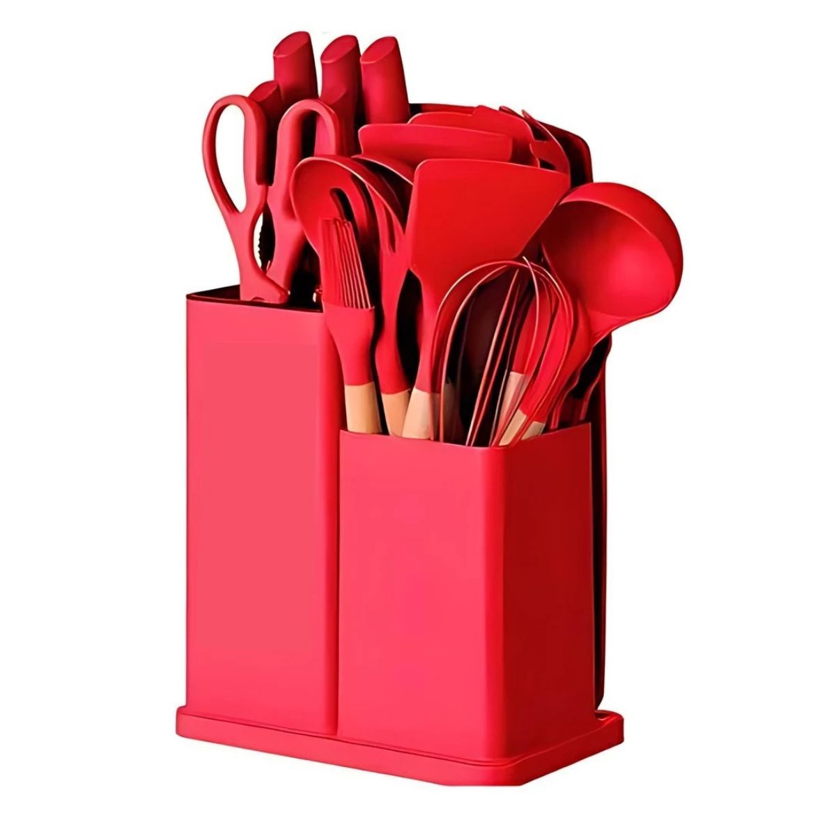 Kit Utensílios de Cozinha 19 Peças Silicone com Tábua - CSC00020