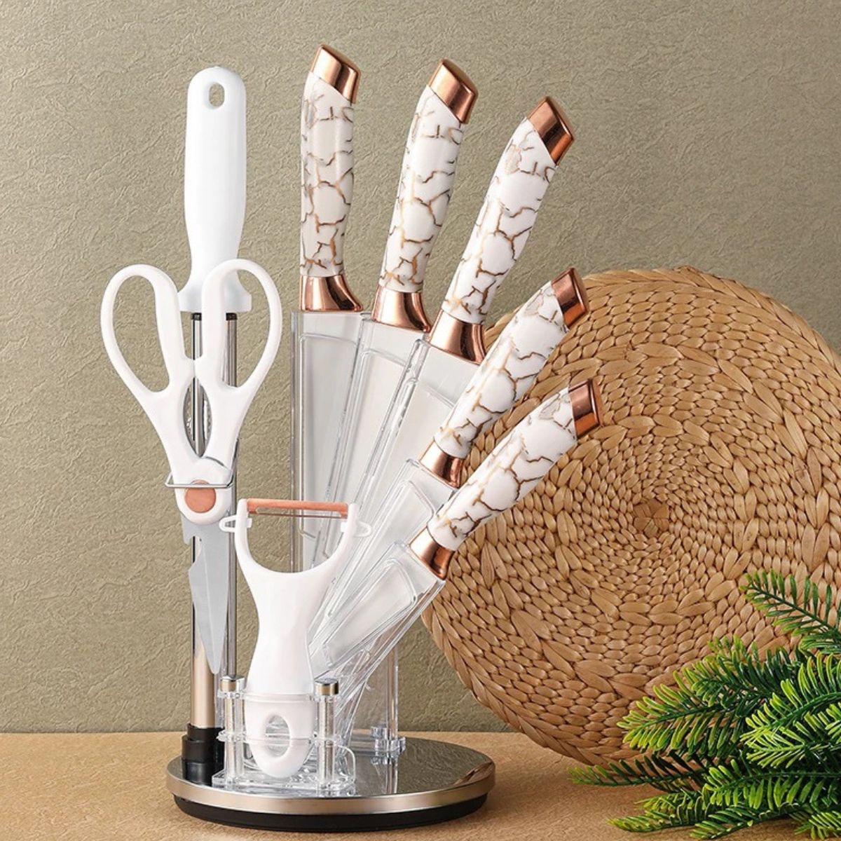 Jogo de Facas Inox Profissionais 8 Peças com Base Giratória - LCT0024/25/27