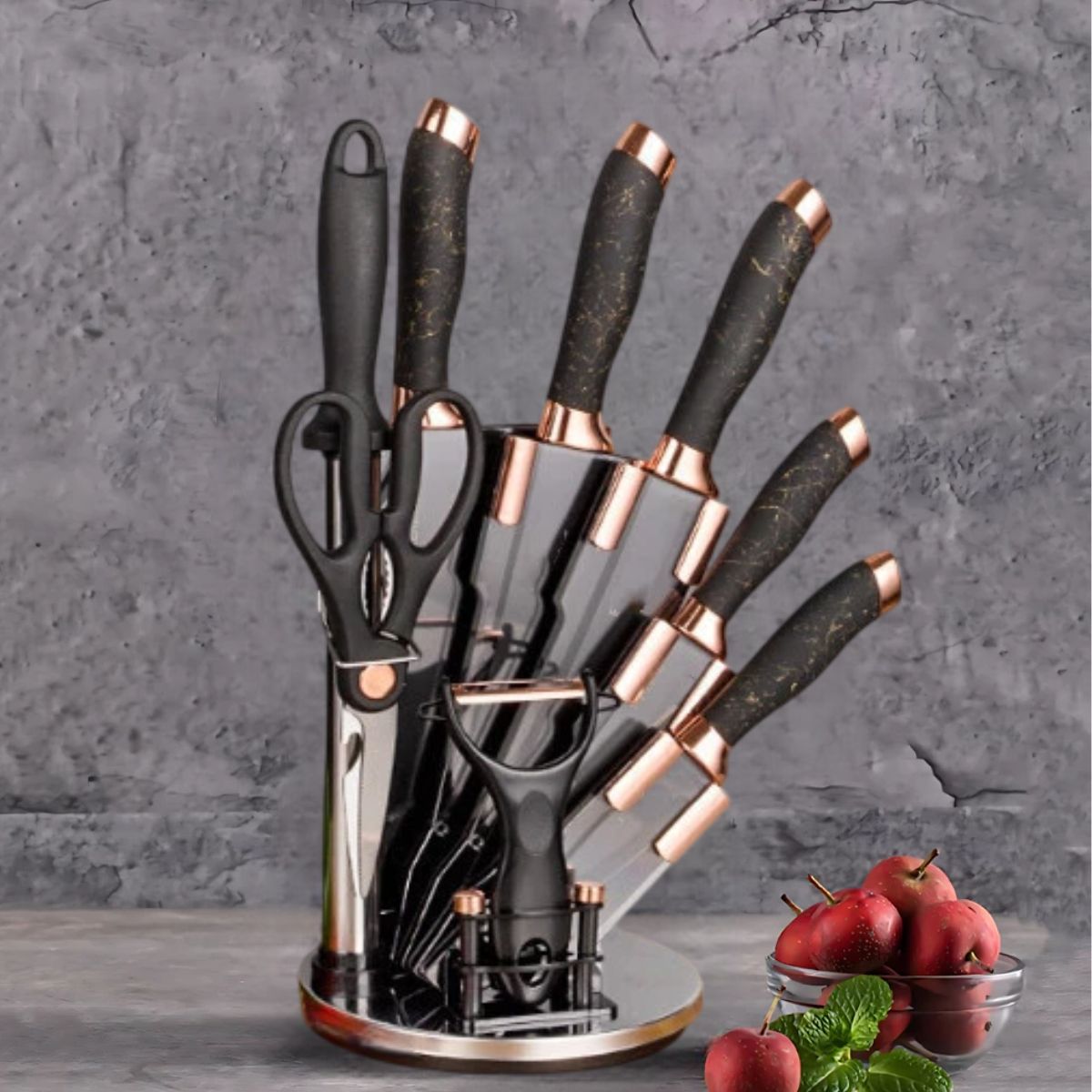 Jogo de Facas Inox Profissionais 8 Peças com Base Giratória - LCT0024/25/27