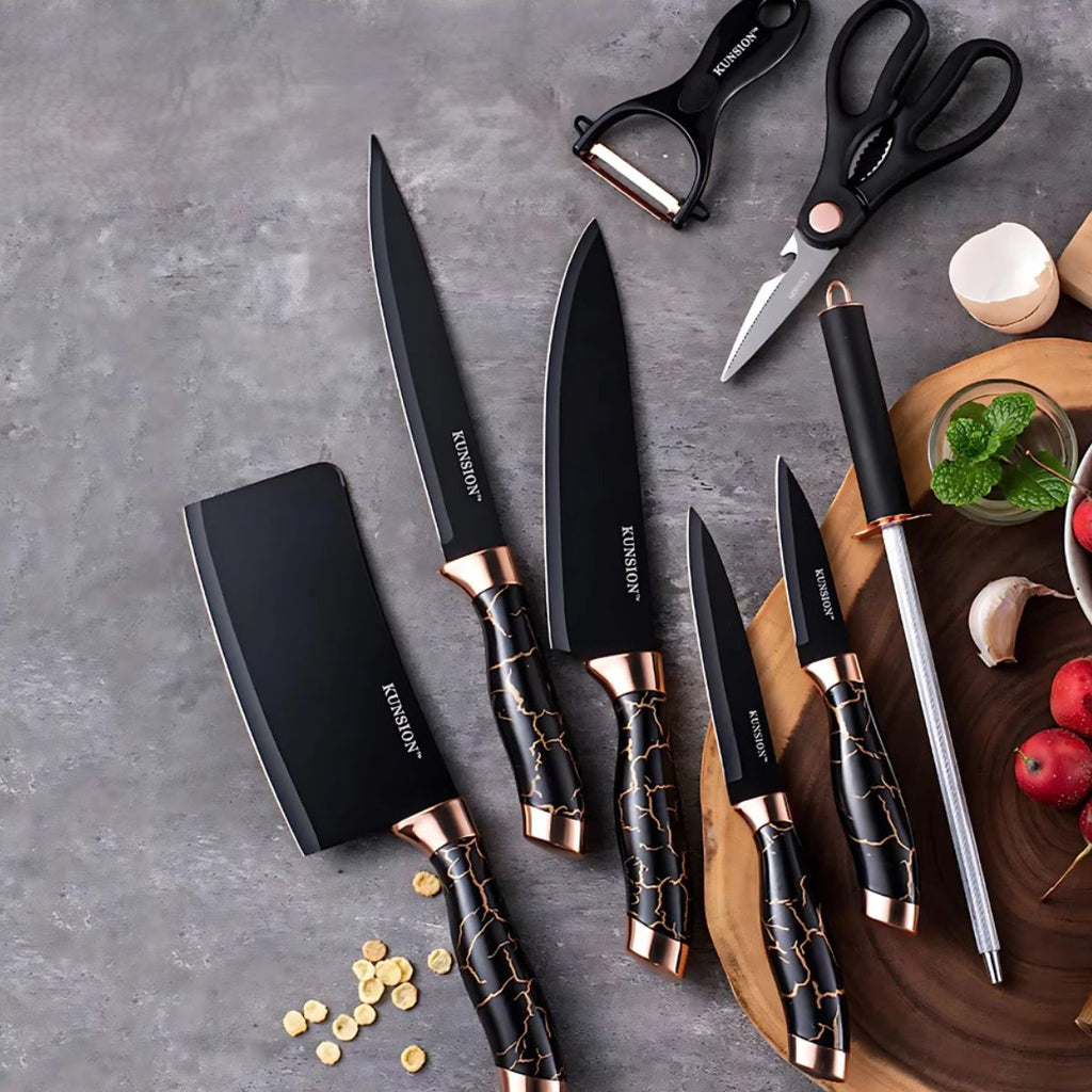 Jogo de Facas Inox Profissionais 8 Peças com Base Giratória - LCT0024/25/27