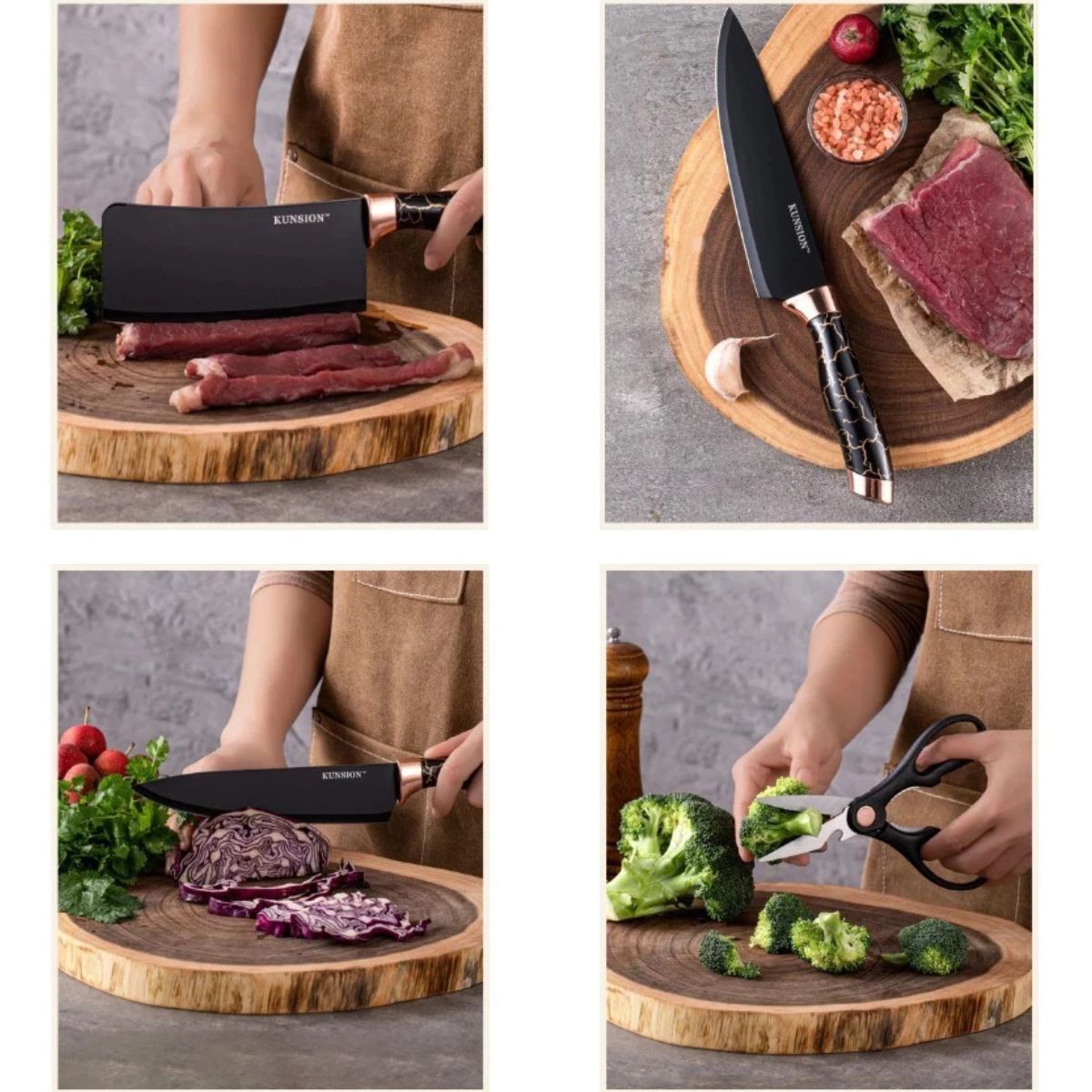 Jogo de Facas Inox Profissionais 8 Peças com Base Giratória - LCT0024/25/27