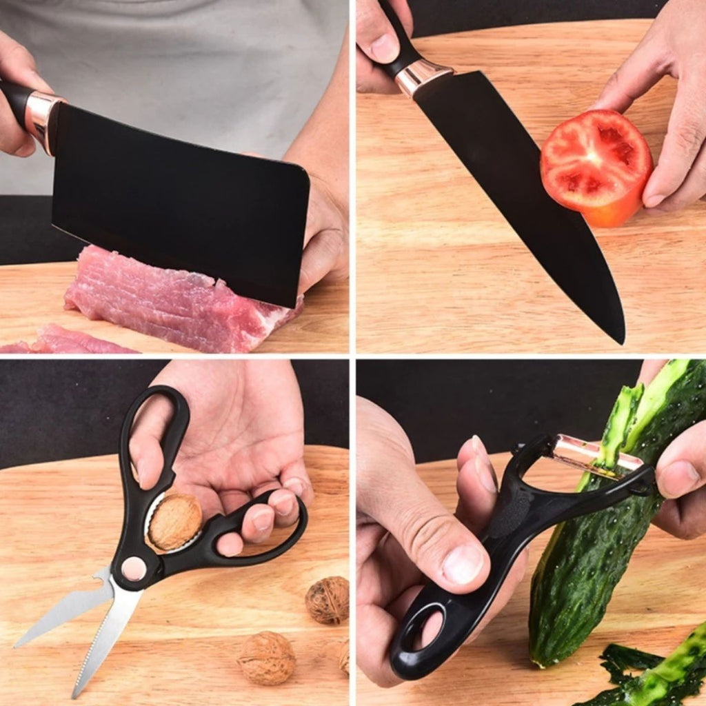 Jogo de Facas Inox Profissionais 8 Peças com Base Giratória - LCT0024/25/27