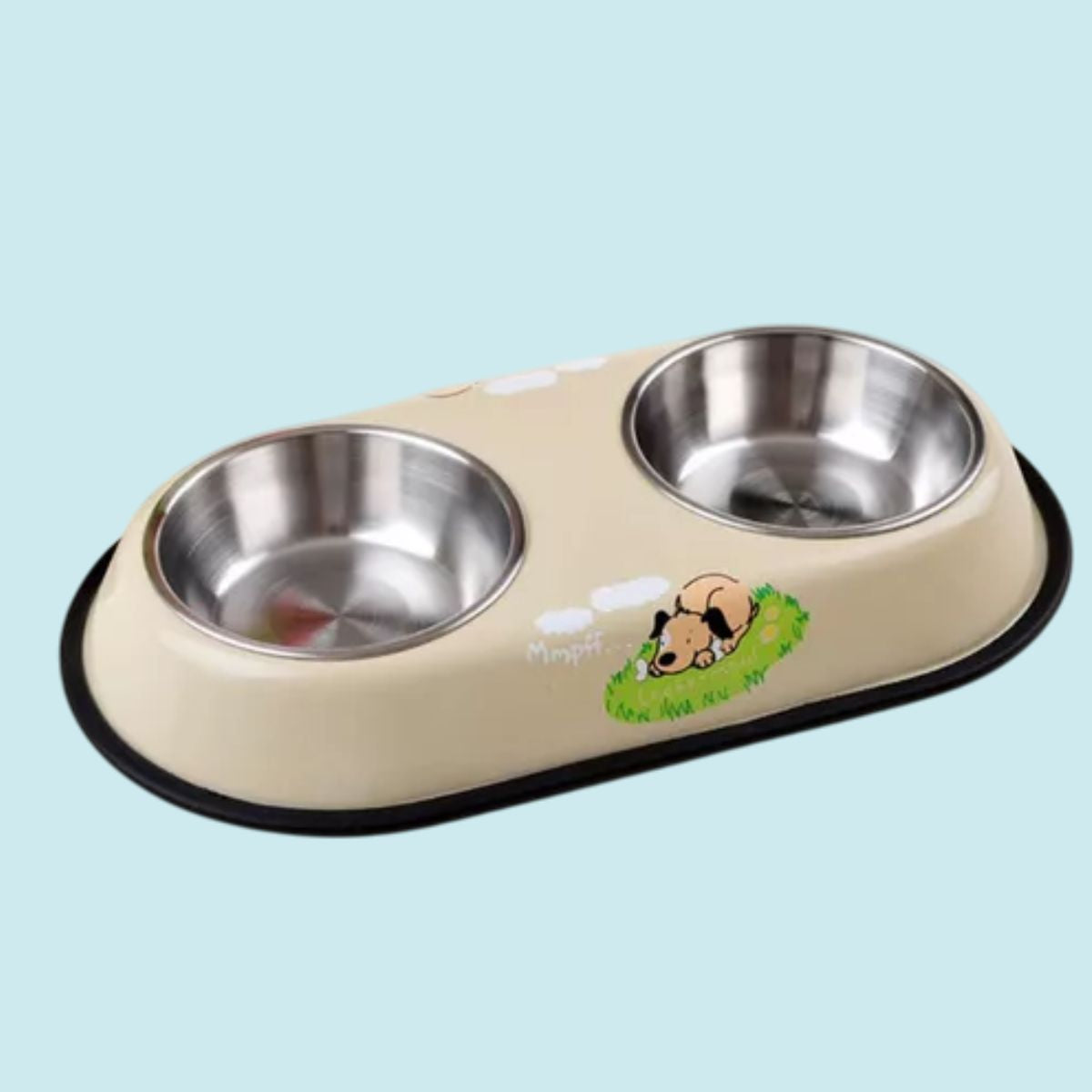 Comedouro Duplo Pet em Aço Inox com Suporte Antiderrapante Grande - XDX-GW01