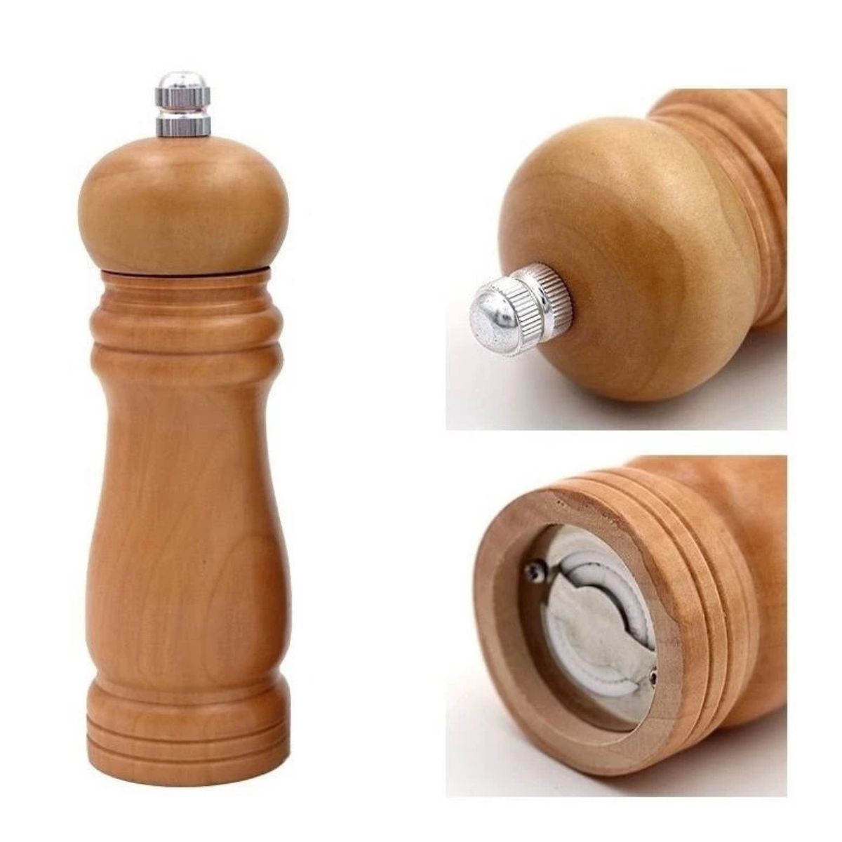 Moedores de Sal e Pimenta em Madeira Controle a Moagem - LH-002