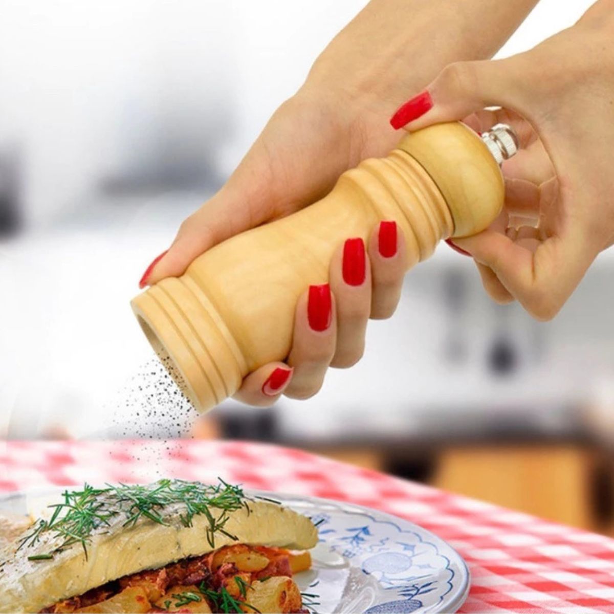 Moedores de Sal e Pimenta em Madeira Controle a Moagem - LH-002