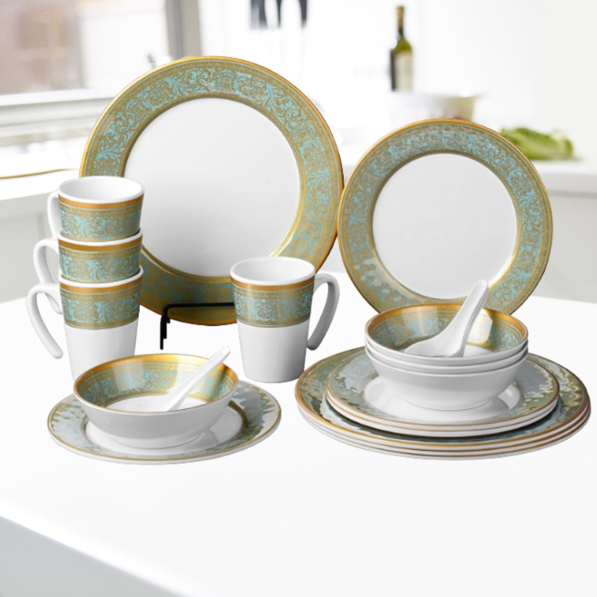 Aparelho de Jantar 20 Peças Melamina Marrom Estampado - IOA0039/40/41/42