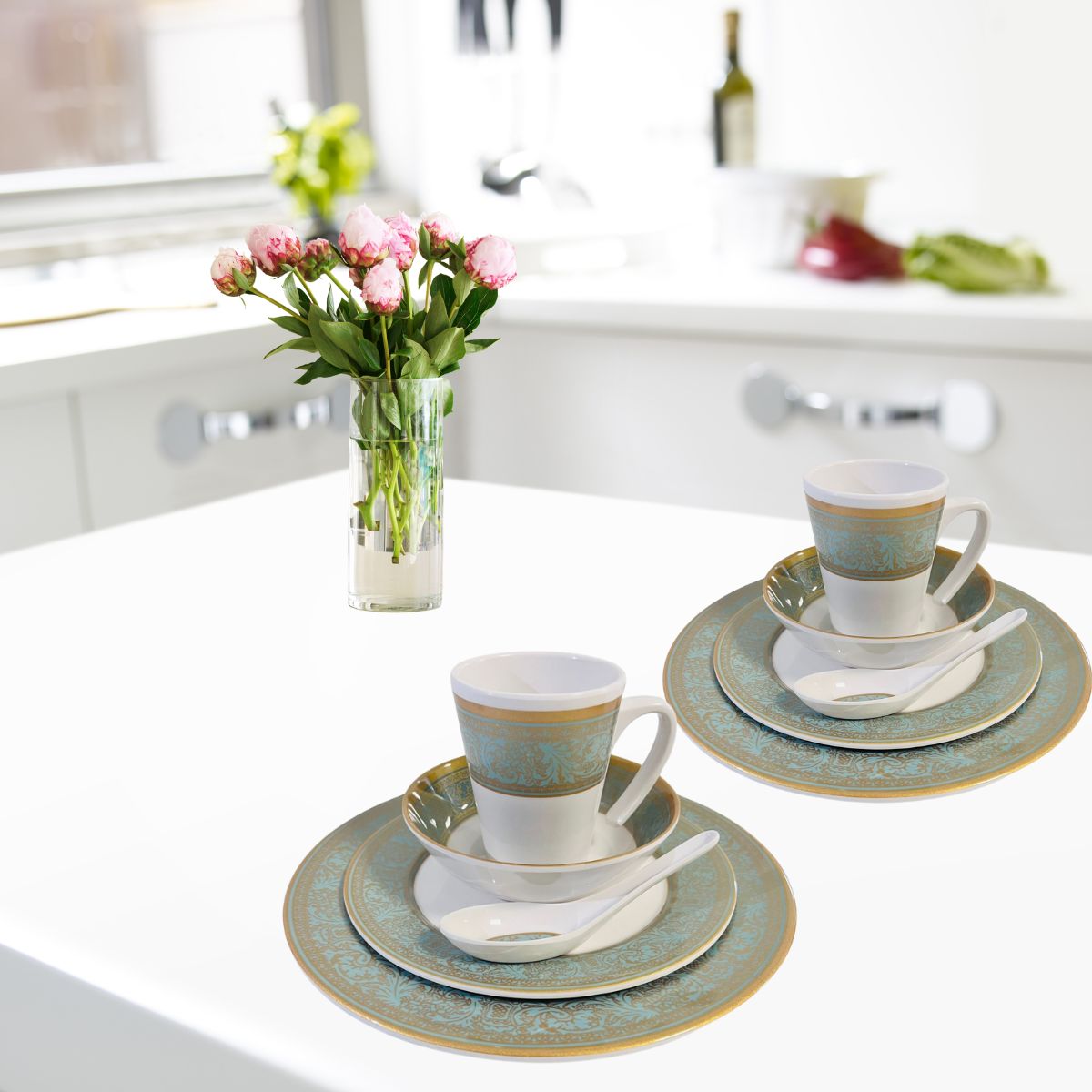 Aparelho de Jantar 20 Peças Melamina Marrom Estampado - IOA0039/40/41/42