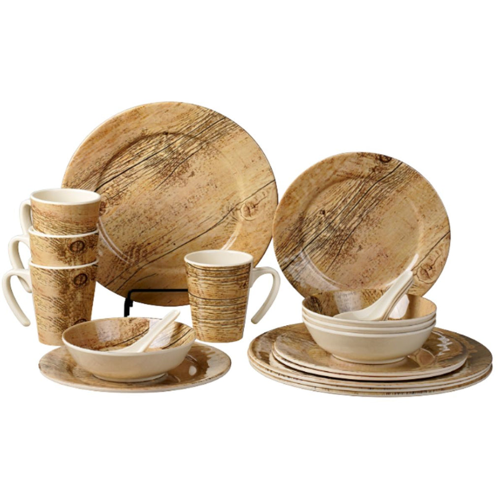 Aparelho de Jantar 20 Peças Melamina Marrom Estampado - IOA0039/40/41/42