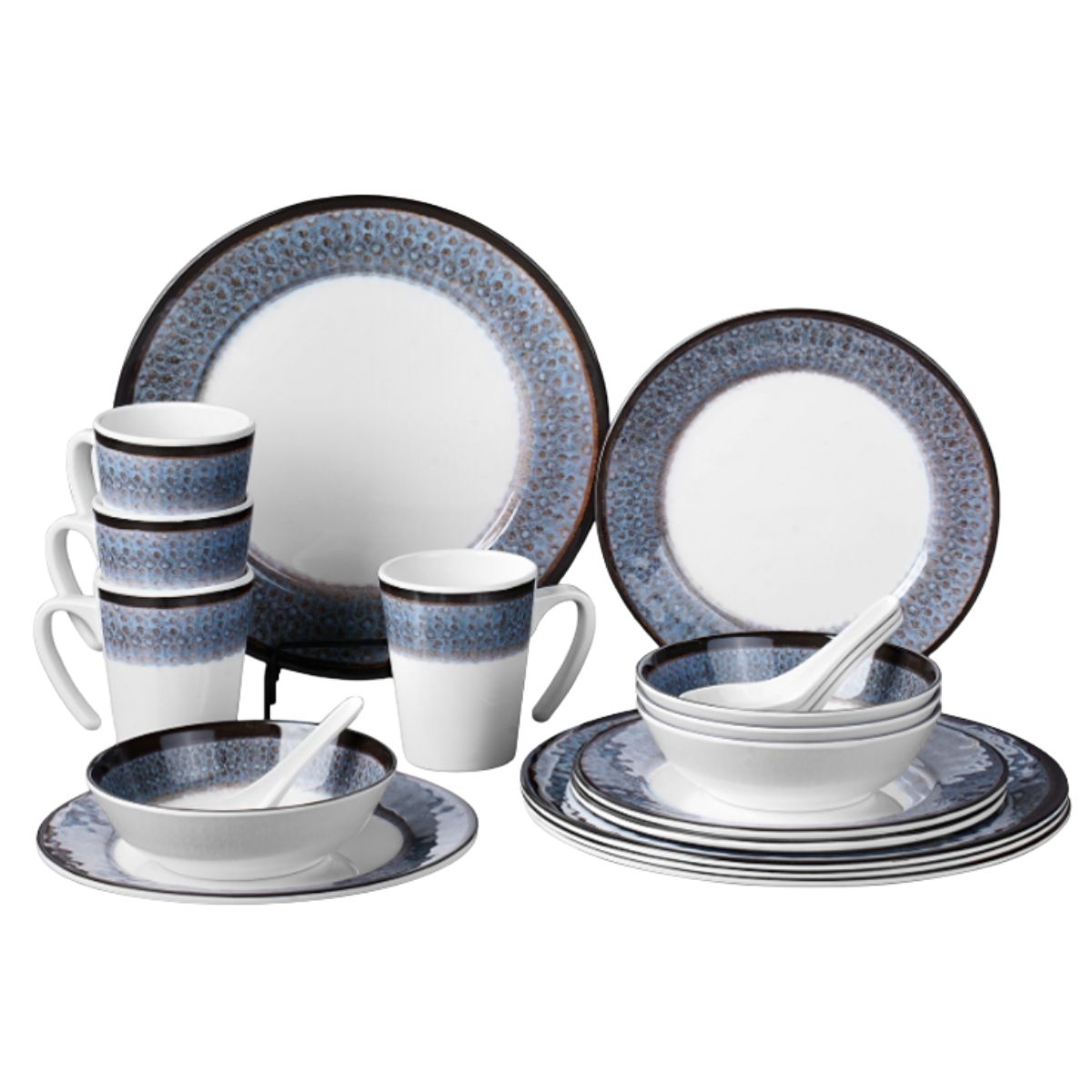 Aparelho de Jantar 20 Peças Melamina Marrom Estampado - IOA0039/40/41/42