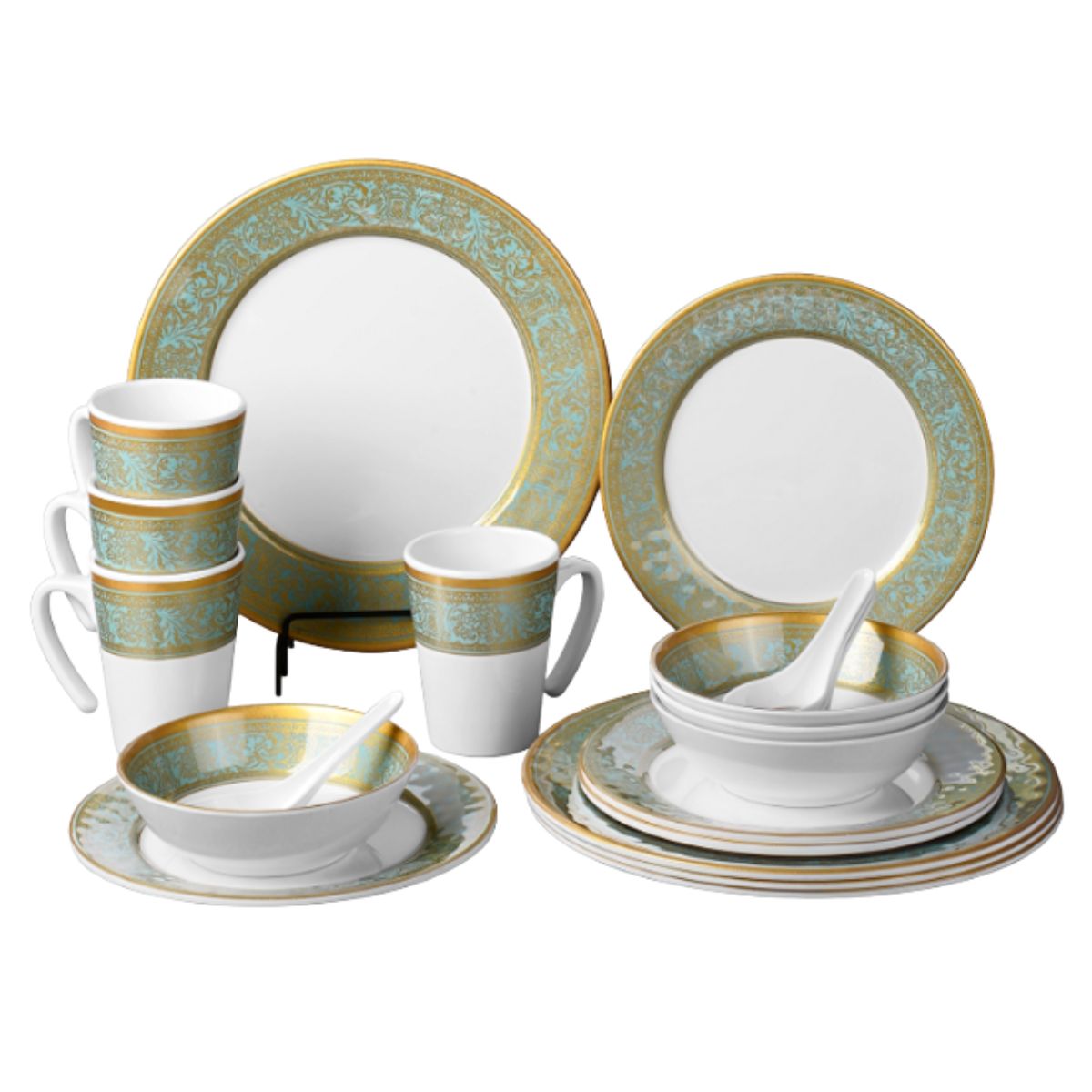 Aparelho de Jantar 20 Peças Melamina Marrom Estampado - IOA0039/40/41/42