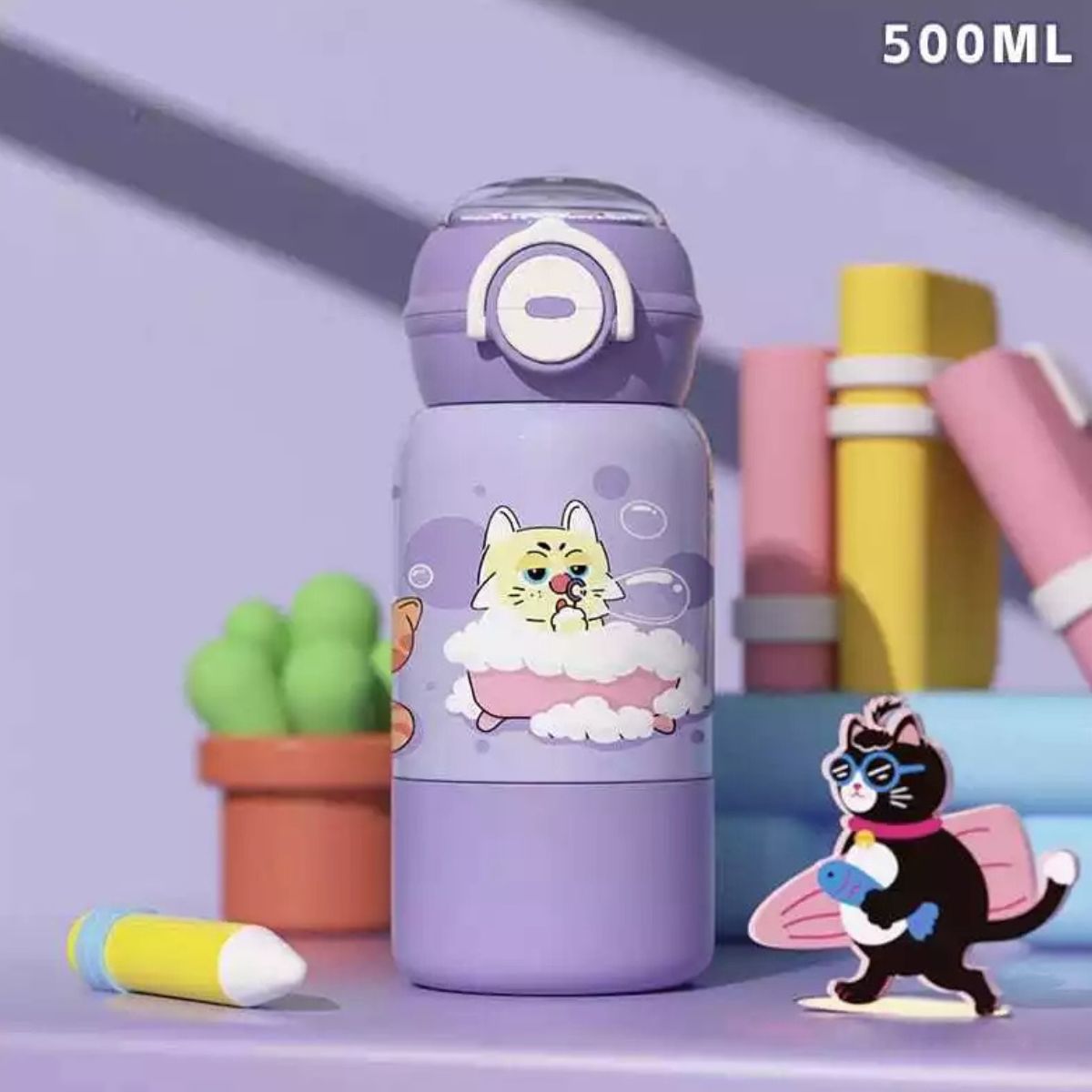 Garrafa Térmica Infantil Estampada Com Canudo 500ML - CGT4020