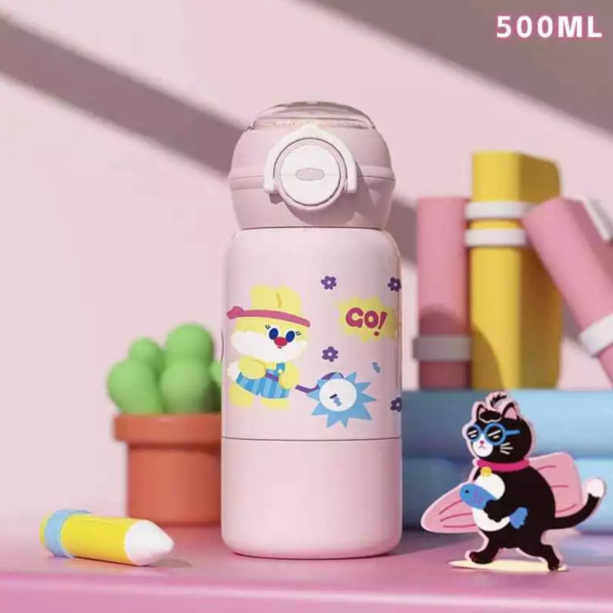 Garrafa Térmica Infantil Estampada Com Canudo 500ML - CGT4020
