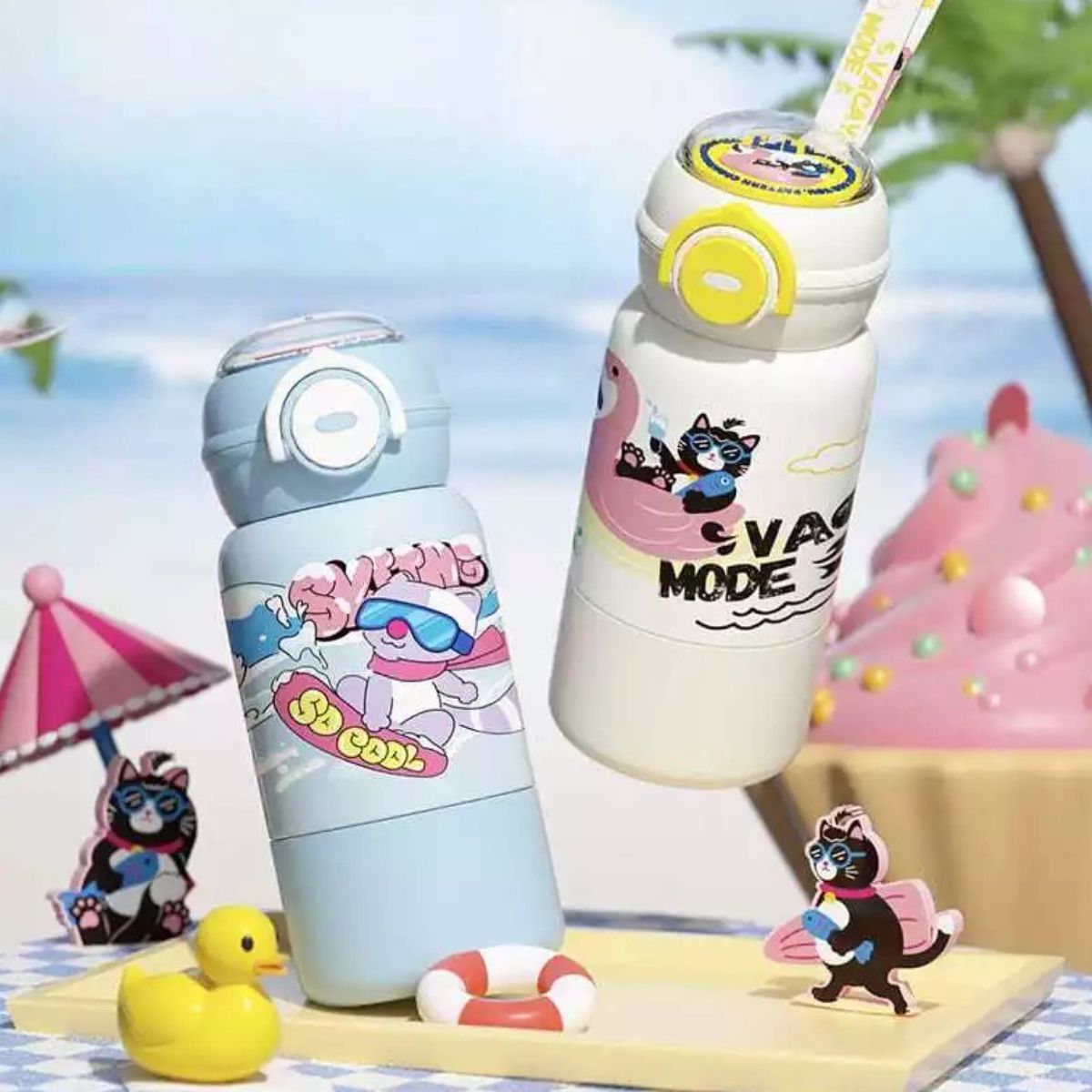 Garrafa Térmica Infantil Estampada Com Canudo 500ML - CGT4020